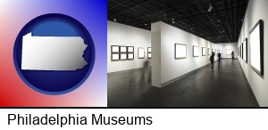 Philadelphia, Pennsylvania - people viewing paintings in an art museum