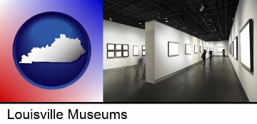 people viewing paintings in an art museum in Louisville, KY