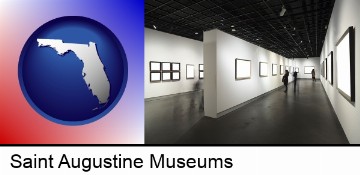 people viewing paintings in an art museum in Saint Augustine, FL