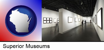 people viewing paintings in an art museum in Superior, WI